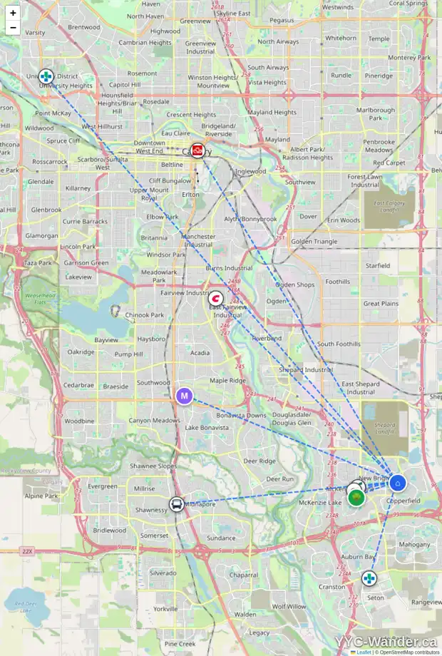 Daily accessibility map for 138 BRIGHTONWOODS GV SE, Calgary showing nearby schools, grocery stores, parks, LRT stations and nearby amenities