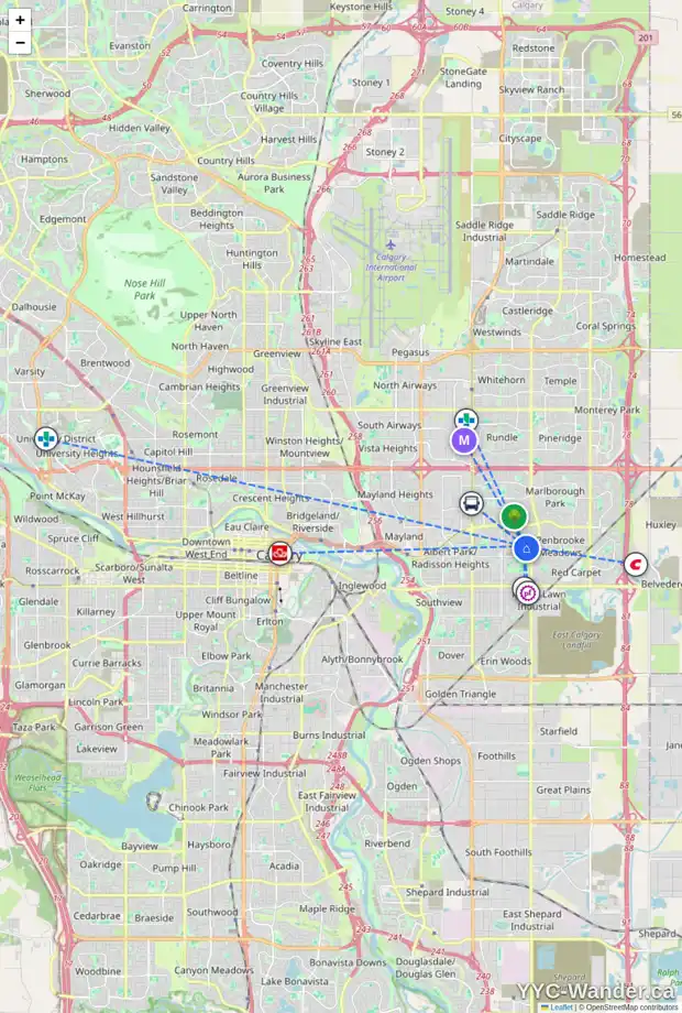 Daily accessibility map for 724 FORLEE DR SE, Calgary showing nearby schools, grocery stores, parks, LRT stations and nearby amenities