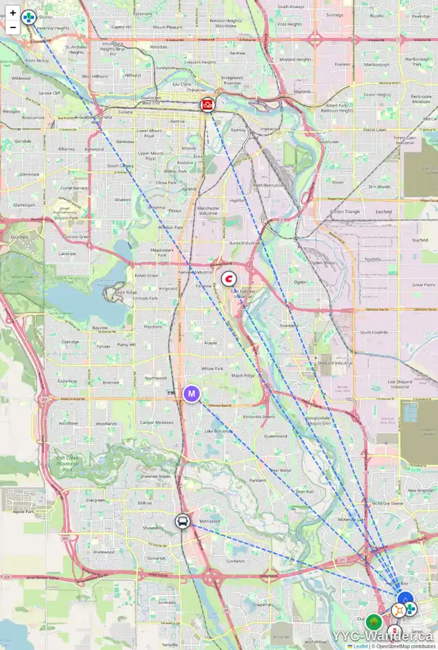 Daily accessibility map for 166 AUBURN BAY BV SE, Calgary showing nearby schools, grocery stores, parks, LRT stations and nearby amenities