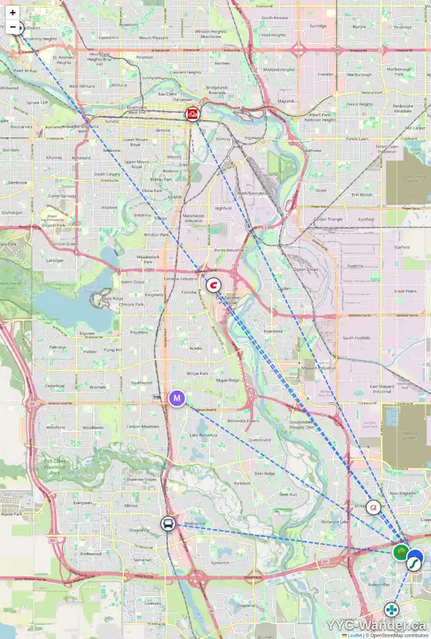 Daily accessibility map for 465 MAHOGANY CO SE, Calgary showing nearby schools, grocery stores, parks, LRT stations and nearby amenities
