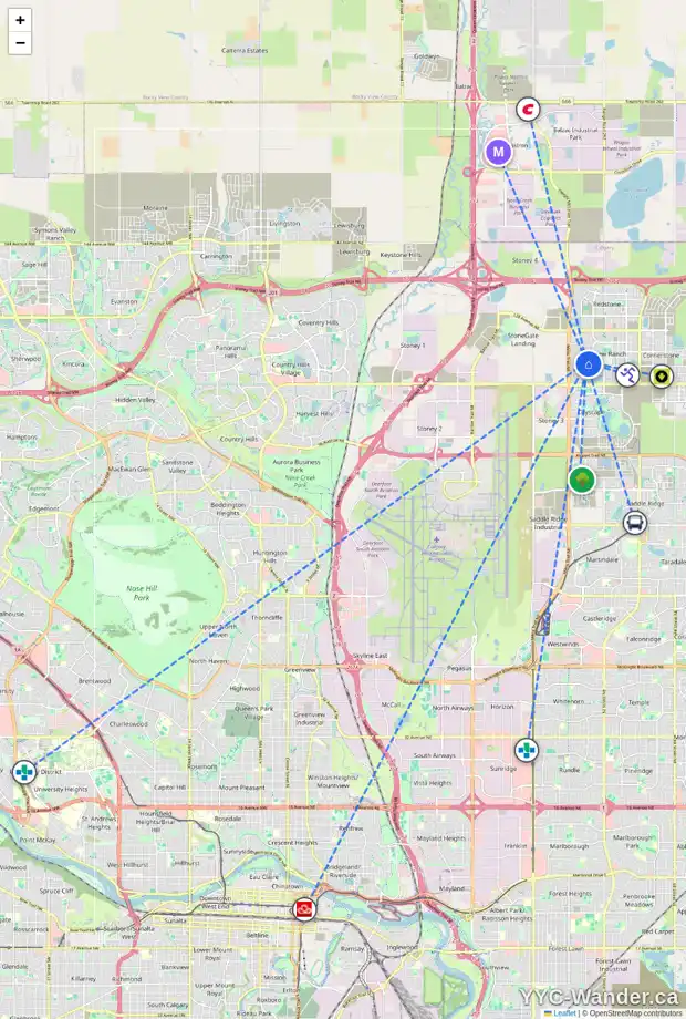 Daily accessibility map for 39 SKYVIEW SHORES GD NE, Calgary showing nearby schools, grocery stores, parks, LRT stations and nearby amenities