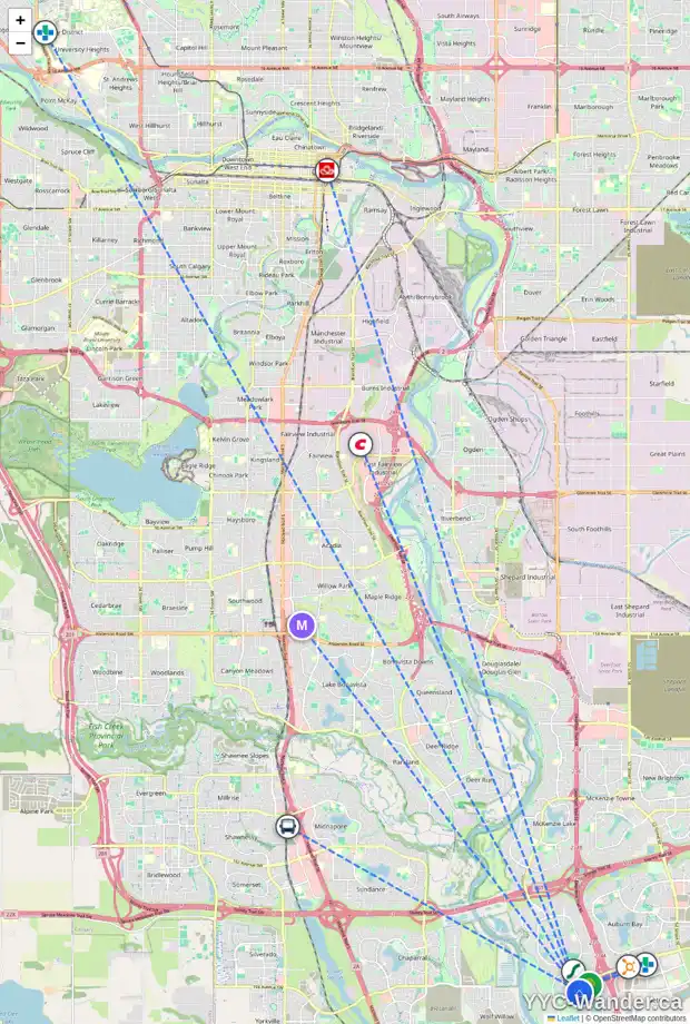 Daily accessibility map for 58 CRANARCH GV SE, Calgary showing nearby schools, grocery stores, parks, LRT stations and nearby amenities