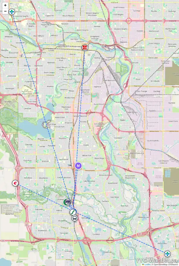 Daily accessibility map for 311 11 MILLRISE DR SW, Calgary showing nearby schools, grocery stores, parks, LRT stations and nearby amenities