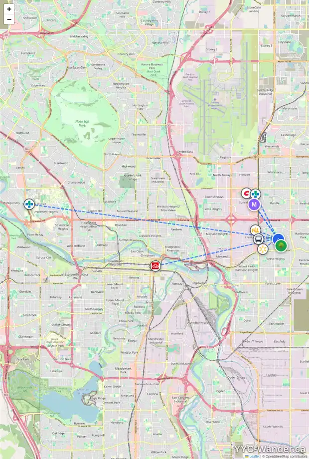 Daily accessibility map for 740 MARYVALE WY NE, Calgary showing nearby schools, grocery stores, parks, LRT stations and nearby amenities