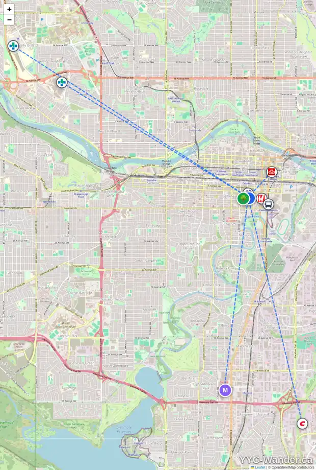 Daily accessibility map for 806 135 13 AV SW, Calgary showing nearby schools, grocery stores, parks, LRT stations and nearby amenities