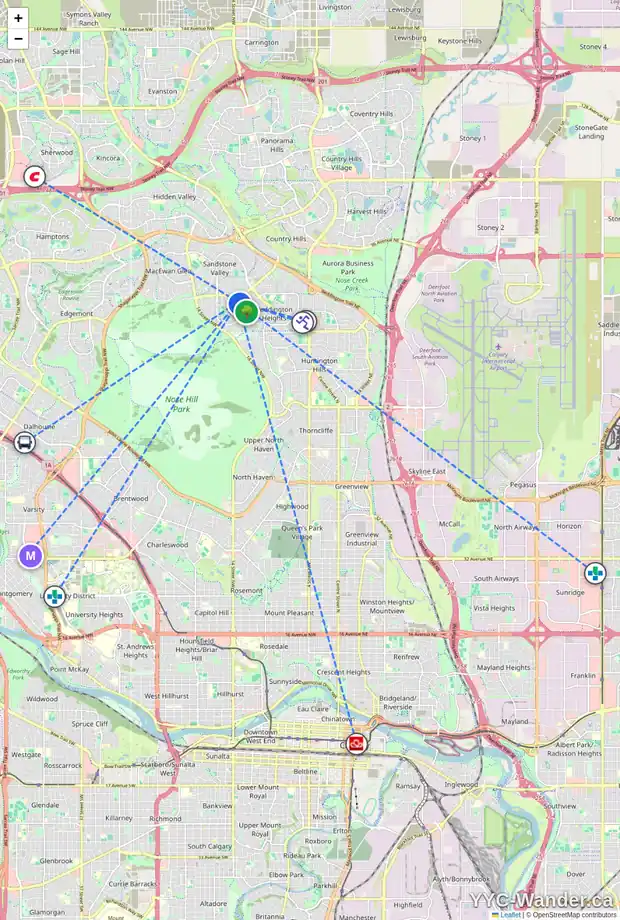 Daily accessibility map for 81 BEARBERRY CL NW, Calgary showing nearby schools, grocery stores, parks, LRT stations and nearby amenities