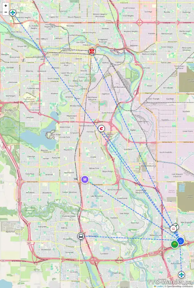 Daily accessibility map for 34 ELGIN MEADOWS RD SE, Calgary showing nearby schools, grocery stores, parks, LRT stations and nearby amenities