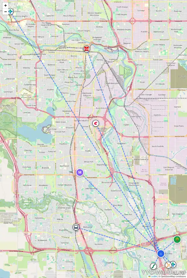 Daily accessibility map for 603 AUBURN BAY BV SE, Calgary showing nearby schools, grocery stores, parks, LRT stations and nearby amenities