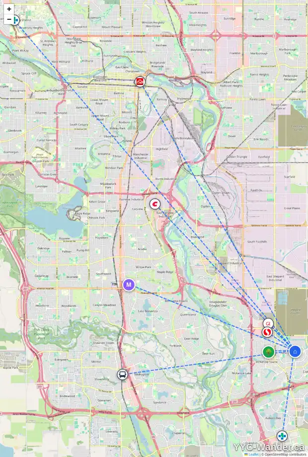 Daily accessibility map for 41 BRIGHTONCREST HT SE, Calgary showing nearby schools, grocery stores, parks, LRT stations and nearby amenities