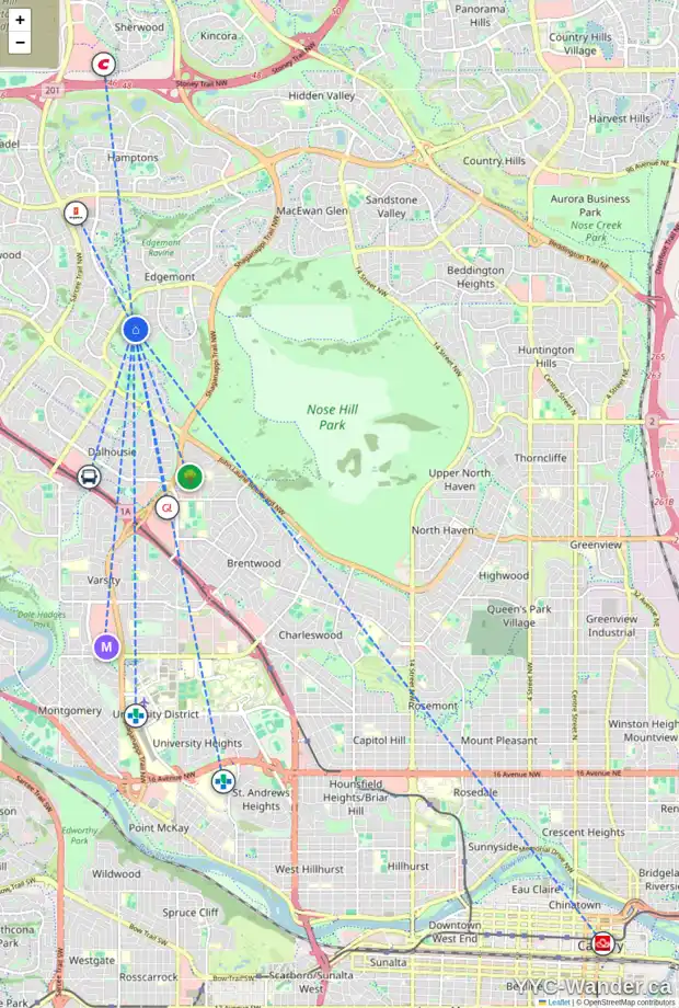 Daily accessibility map for 72 EDENSTONE WY NW, Calgary showing nearby schools, grocery stores, parks, LRT stations and nearby amenities