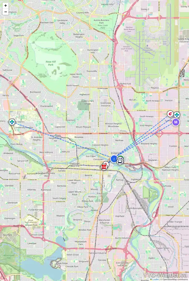 Daily accessibility map for 304 41 6A ST NE, Calgary showing nearby schools, grocery stores, parks, LRT stations and nearby amenities