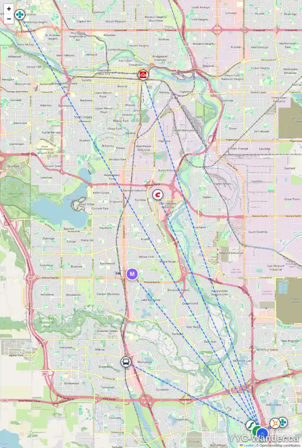 Daily accessibility map for 57 CRANFORD GD SE, Calgary showing nearby schools, grocery stores, parks, LRT stations and nearby amenities