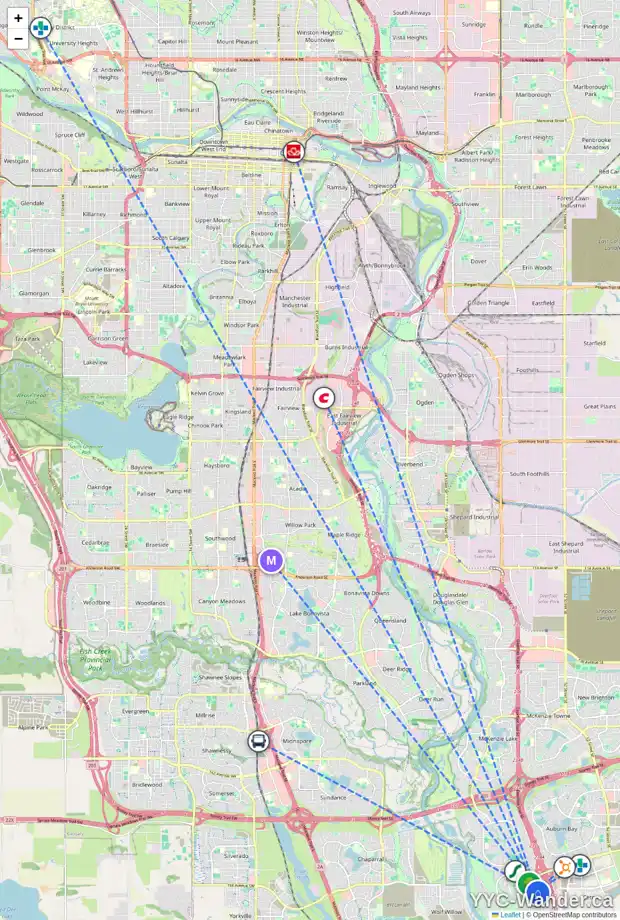 Daily accessibility map for 197 CRANFORD DR SE, Calgary showing nearby schools, grocery stores, parks, LRT stations and nearby amenities