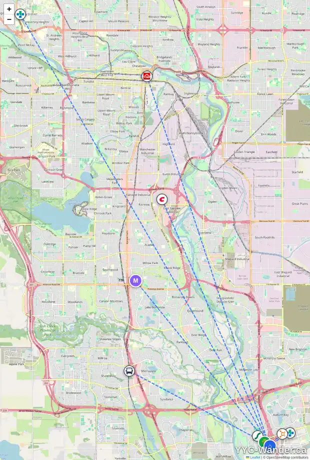 Daily accessibility map for 196 CRANFORD DR SE, Calgary showing nearby schools, grocery stores, parks, LRT stations and nearby amenities