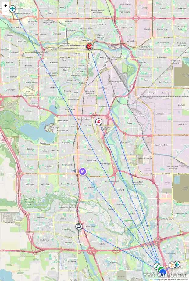 Daily accessibility map for 153 CRANARCH PL SE, Calgary showing nearby schools, grocery stores, parks, LRT stations and nearby amenities