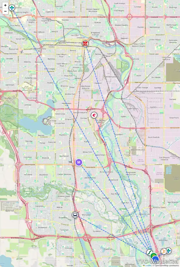 Daily accessibility map for 192 CRANARCH PL SE, Calgary showing nearby schools, grocery stores, parks, LRT stations and nearby amenities