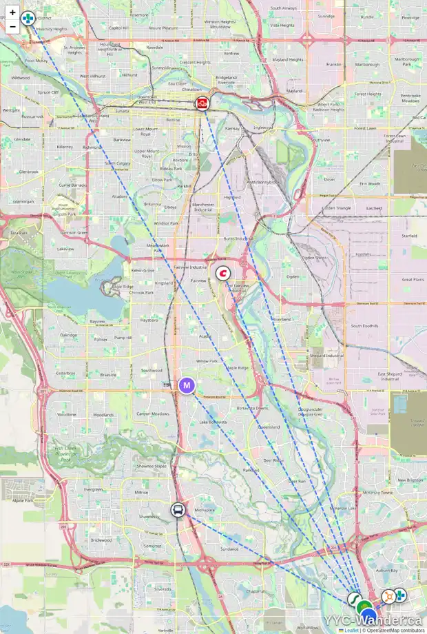 Daily accessibility map for 196 CRANARCH PL SE, Calgary showing nearby schools, grocery stores, parks, LRT stations and nearby amenities