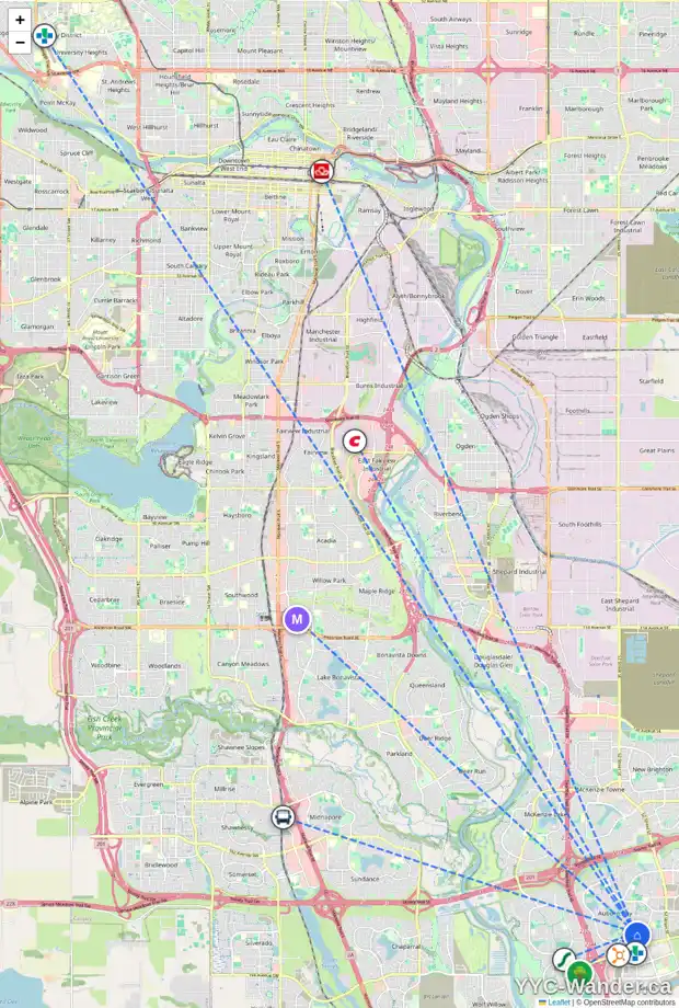 Daily accessibility map for 68 AUBURN BAY BV SE, Calgary showing nearby schools, grocery stores, parks, LRT stations and nearby amenities