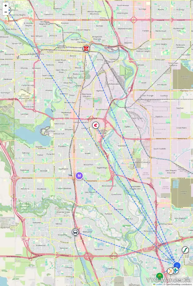 Daily accessibility map for 35 AUBURN BAY BV SE, Calgary showing nearby schools, grocery stores, parks, LRT stations and nearby amenities