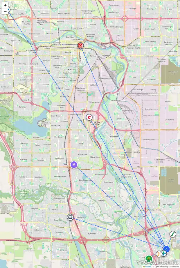 Daily accessibility map for 112 AUBURN BAY ST SE, Calgary showing nearby schools, grocery stores, parks, LRT stations and nearby amenities