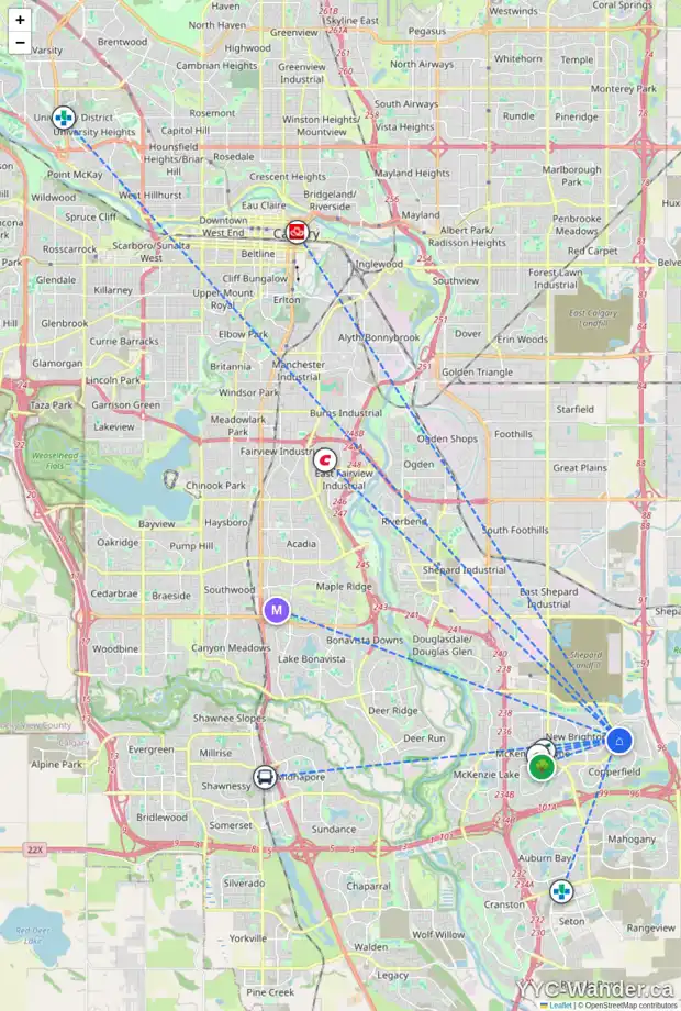 Daily accessibility map for 35 COPPERPOND CL SE, Calgary showing nearby schools, grocery stores, parks, LRT stations and nearby amenities