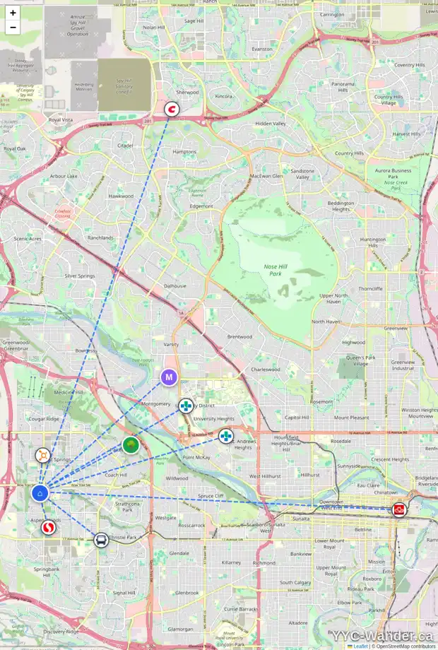 Daily accessibility map for 149 ASPENSHIRE CR SW, Calgary showing nearby schools, grocery stores, parks, LRT stations and nearby amenities