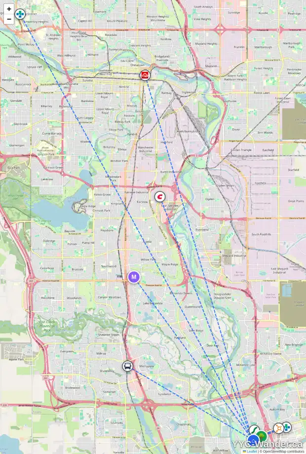 Daily accessibility map for 6 CRANARCH LI SE, Calgary showing nearby schools, grocery stores, parks, LRT stations and nearby amenities