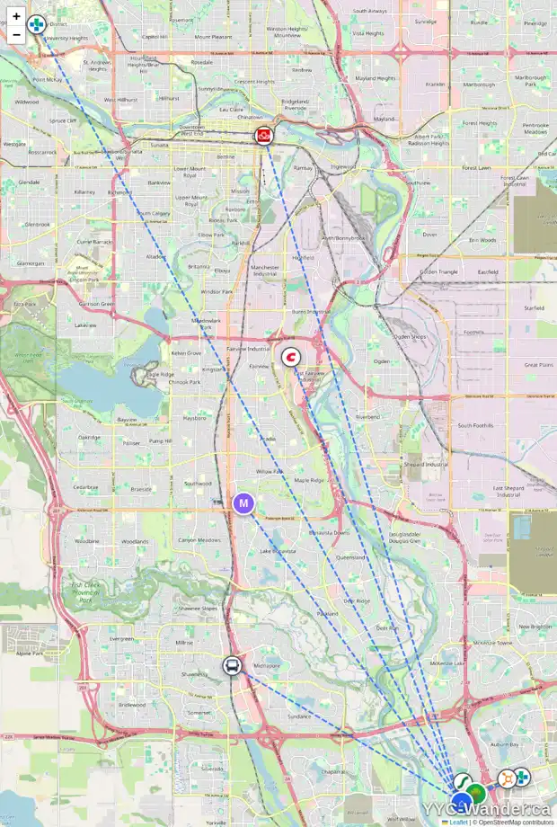 Daily accessibility map for 26 CRANARCH LI SE, Calgary showing nearby schools, grocery stores, parks, LRT stations and nearby amenities