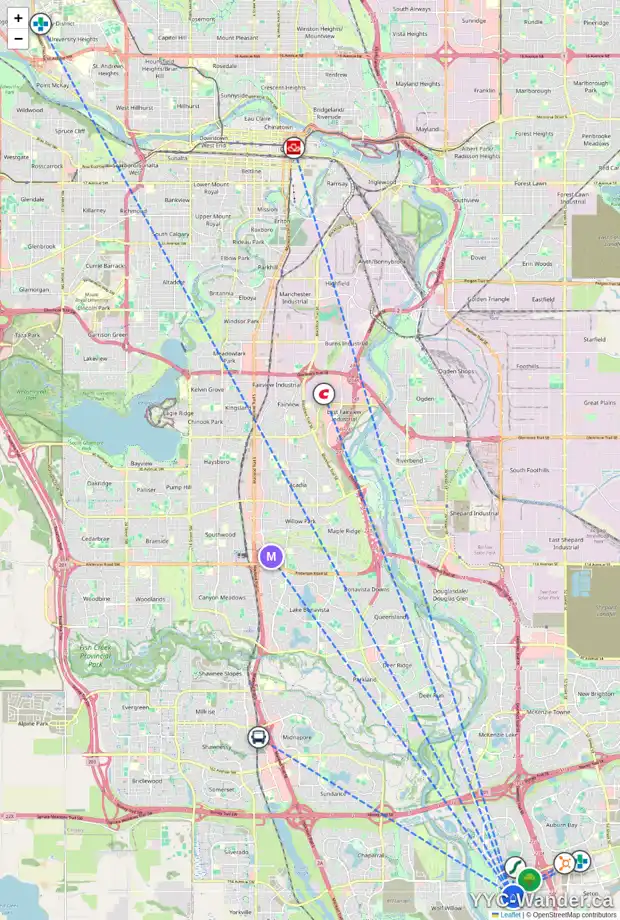 Daily accessibility map for 89 CRANARCH HT SE, Calgary showing nearby schools, grocery stores, parks, LRT stations and nearby amenities
