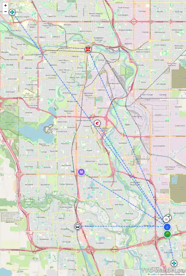 Daily accessibility map for 88 ELGIN ESTATES VW SE, Calgary showing nearby schools, grocery stores, parks, LRT stations and nearby amenities