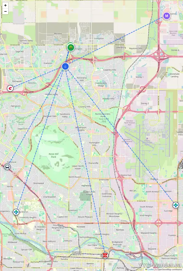 Daily accessibility map for 692 PANORA WY NW, Calgary showing nearby schools, grocery stores, parks, LRT stations and nearby amenities
