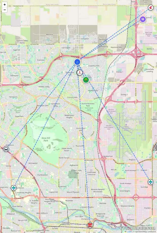 Daily accessibility map for 248 PANATELLA DR NW, Calgary showing nearby schools, grocery stores, parks, LRT stations and nearby amenities