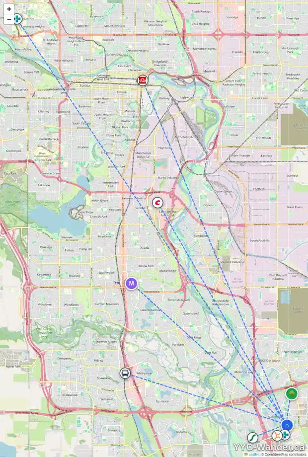 Daily accessibility map for 143 AUBURN SHORES CR SE, Calgary showing nearby schools, grocery stores, parks, LRT stations and nearby amenities