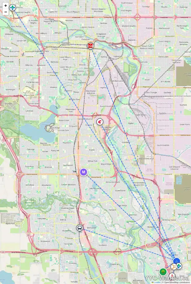 Daily accessibility map for 43 AUBURN SHORES CR SE, Calgary showing nearby schools, grocery stores, parks, LRT stations and nearby amenities