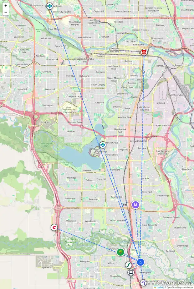 Daily accessibility map for 118 MIDCREST CR SE, Calgary showing nearby schools, grocery stores, parks, LRT stations and nearby amenities