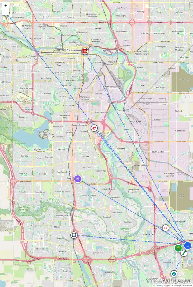 Daily accessibility map for 354 MAHOGANY TC SE, Calgary showing nearby schools, grocery stores, parks, LRT stations and nearby amenities