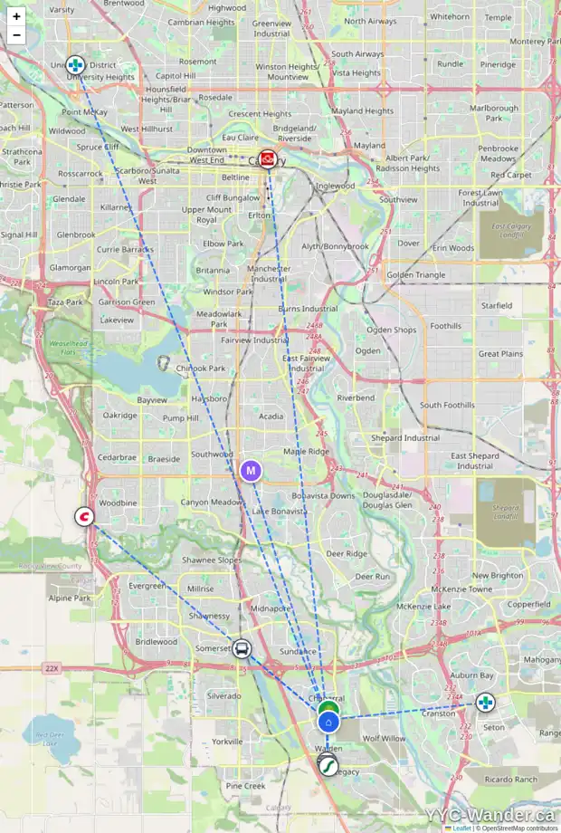 Daily accessibility map for 168 WALDEN SQ SE, Calgary showing nearby schools, grocery stores, parks, LRT stations and nearby amenities