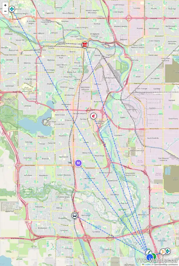 Daily accessibility map for 108 CRANARCH RD SE, Calgary showing nearby schools, grocery stores, parks, LRT stations and nearby amenities