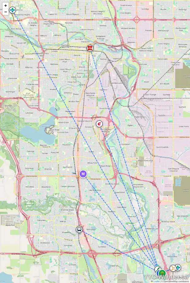 Daily accessibility map for 413 CRANFORD CO SE, Calgary showing nearby schools, grocery stores, parks, LRT stations and nearby amenities