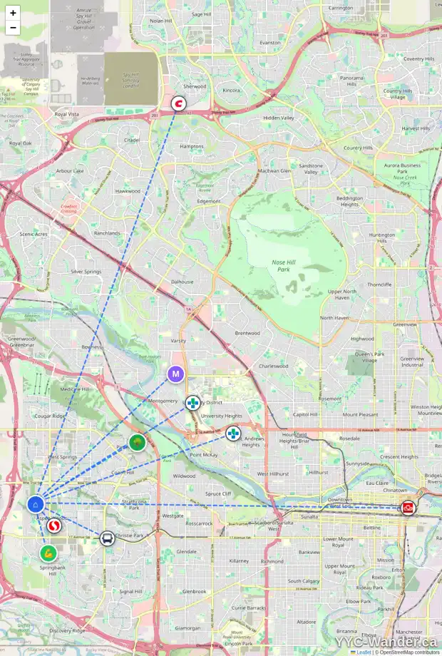 Daily accessibility map for 132 ASPENSHIRE DR SW, Calgary showing nearby schools, grocery stores, parks, LRT stations and nearby amenities