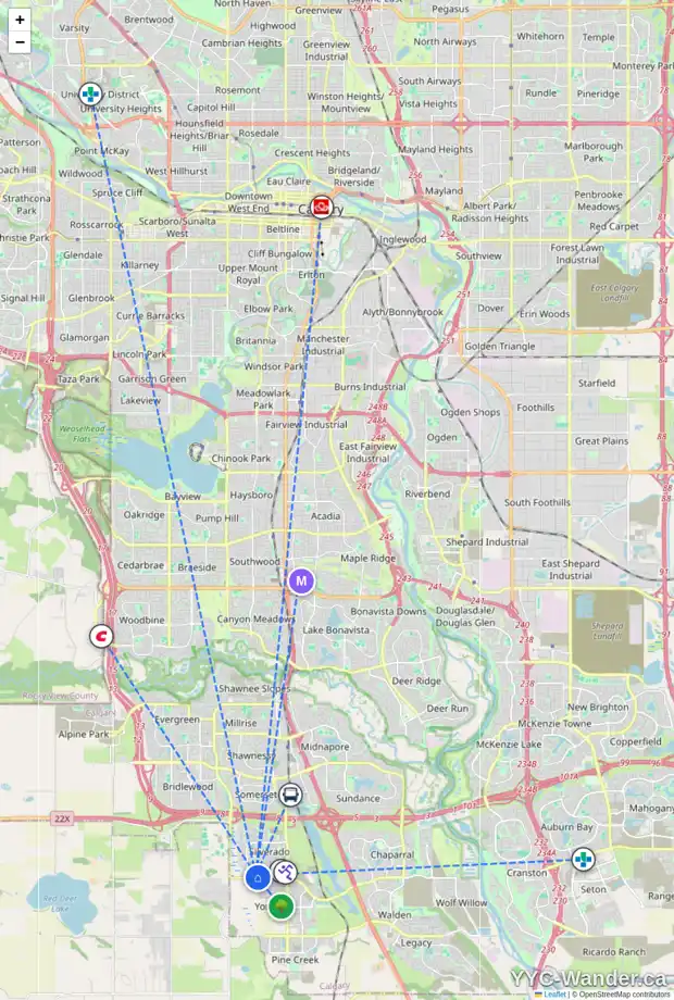 Daily accessibility map for 348 SILVERADO PLAINS CI SW, Calgary showing nearby schools, grocery stores, parks, LRT stations and nearby amenities