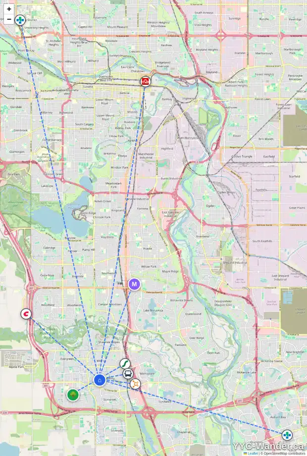 Daily accessibility map for 117 SHAWBROOKE CL SW, Calgary showing nearby schools, grocery stores, parks, LRT stations and nearby amenities