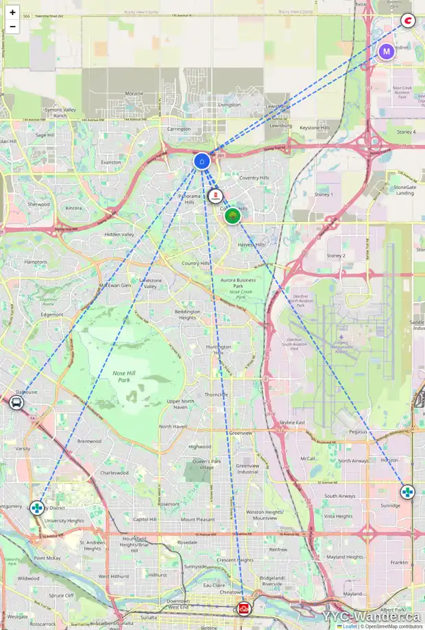 Daily accessibility map for 39 PANATELLA PR NW, Calgary showing nearby schools, grocery stores, parks, LRT stations and nearby amenities