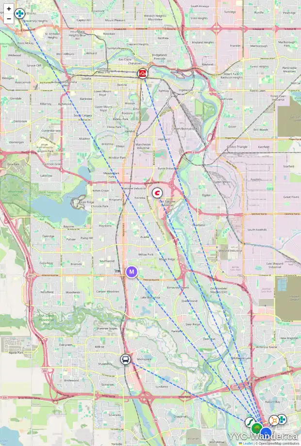 Daily accessibility map for 136 CRANFORD CR SE, Calgary showing nearby schools, grocery stores, parks, LRT stations and nearby amenities