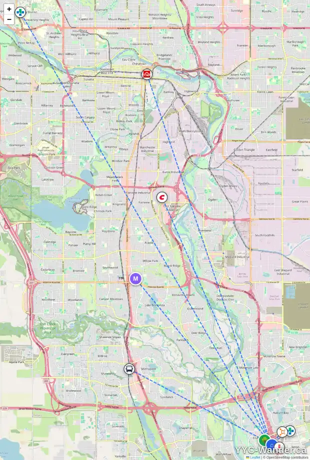 Daily accessibility map for 183 CRANFORD CR SE, Calgary showing nearby schools, grocery stores, parks, LRT stations and nearby amenities
