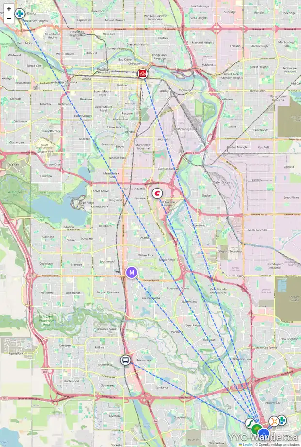Daily accessibility map for 187 CRANFORD CR SE, Calgary showing nearby schools, grocery stores, parks, LRT stations and nearby amenities