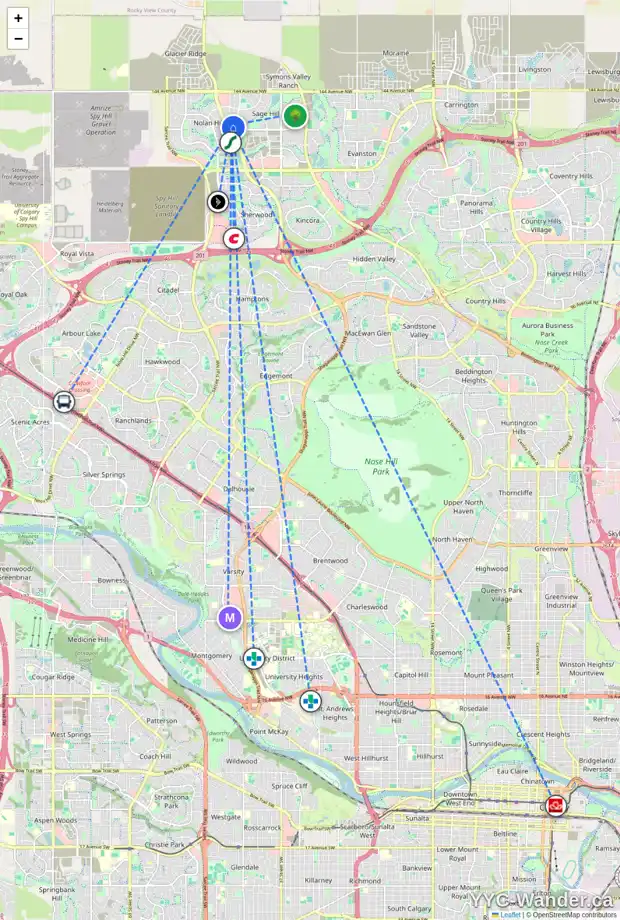 Daily accessibility map for 139 SAGE BANK GV NW, Calgary showing nearby schools, grocery stores, parks, LRT stations and nearby amenities