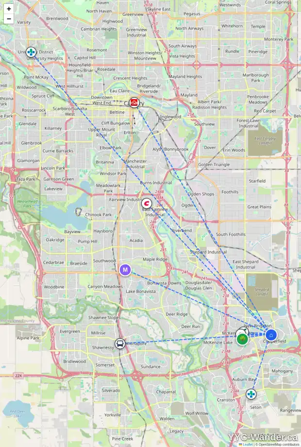 Daily accessibility map for 116 NEW BRIGHTON PA SE, Calgary showing nearby schools, grocery stores, parks, LRT stations and nearby amenities