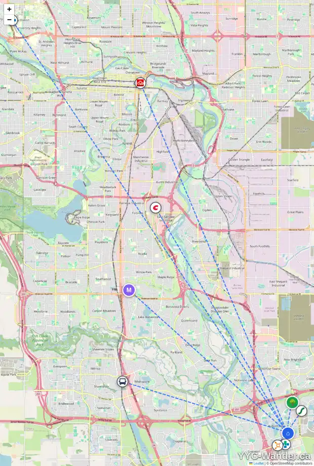 Daily accessibility map for 172 AUBURN SPRINGS CL SE, Calgary showing nearby schools, grocery stores, parks, LRT stations and nearby amenities