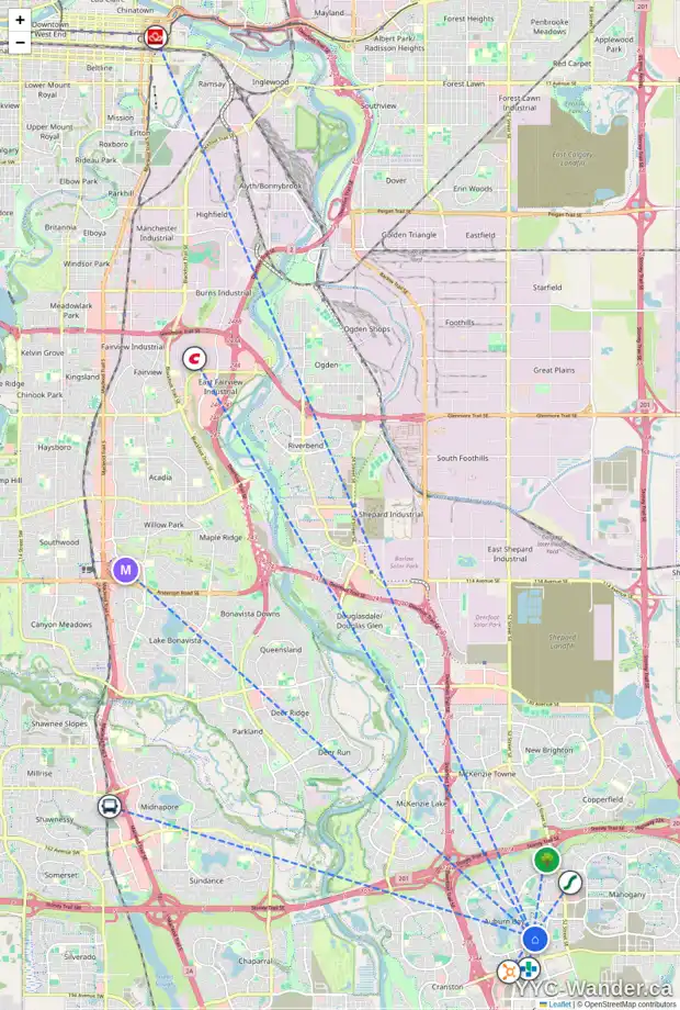 Daily accessibility map for 176 AUBURN SPRINGS CL SE, Calgary showing nearby schools, grocery stores, parks, LRT stations and nearby amenities